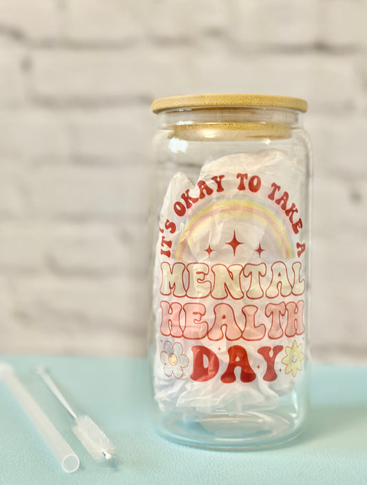Mental Health Day Beer Can Glass